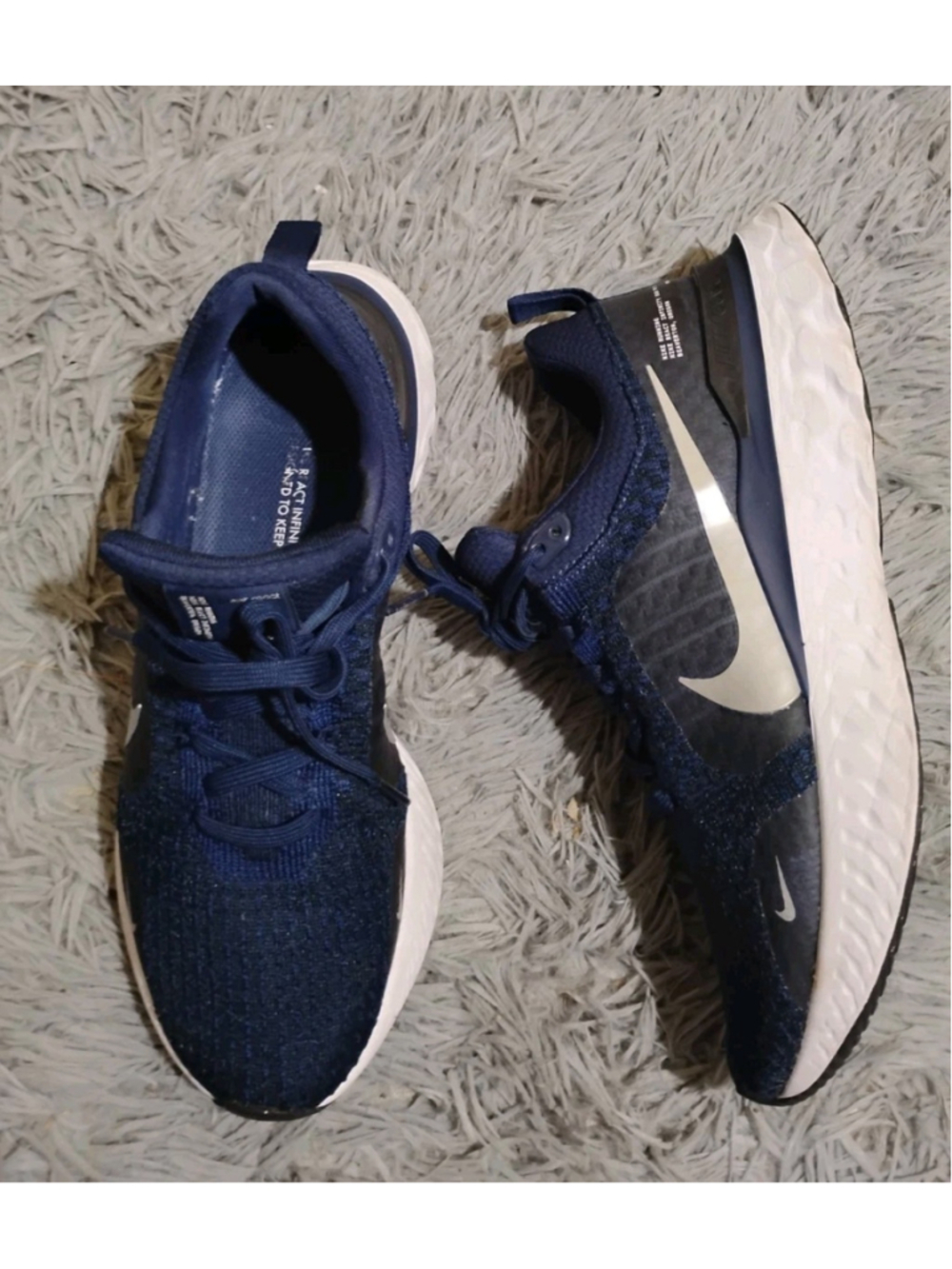 Nike React Infinity Run Flyknit 3 Men Size 10 Midnight Navy Shoes DZ3014-401
